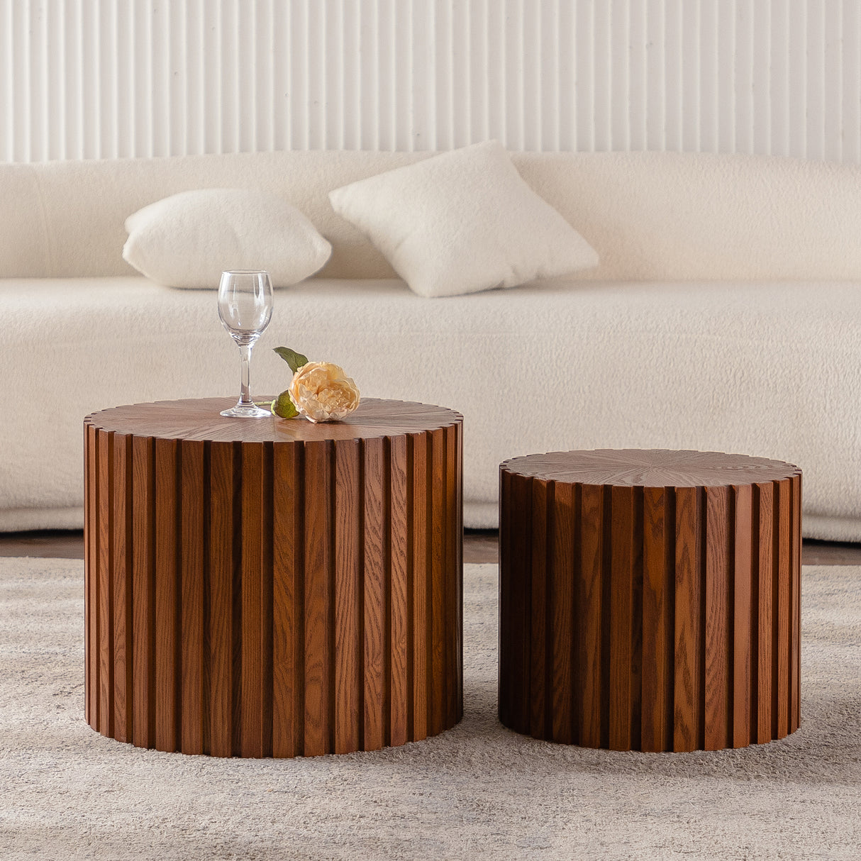 Handcrafted Relief Wood Coffee Table