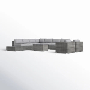 Wicker Sectional Seating Group With Cushions