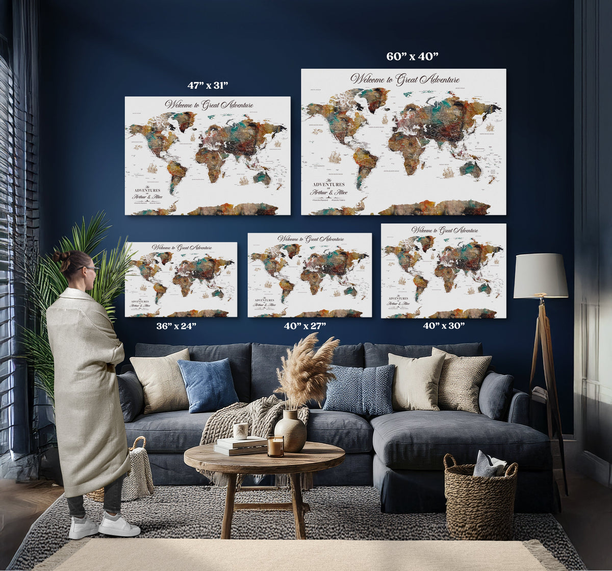 World Map Canvas Print – Framed Travel Map Wall Art for