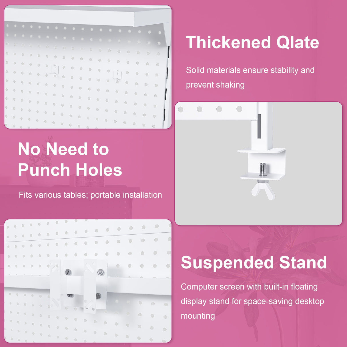 Clamp On Desk Pegboard With Single Monitor Stand