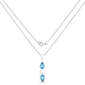 1.56 Carat Genuine Blue Topaz and Pearl .925 Sterling Silver Pendant