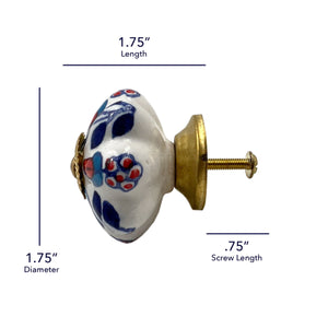 Ceramic floral scallop cabinet knobs 6 pack knobs for cabinets and drawers, closet door knobs, drawer pulls and knobs with mounting screws