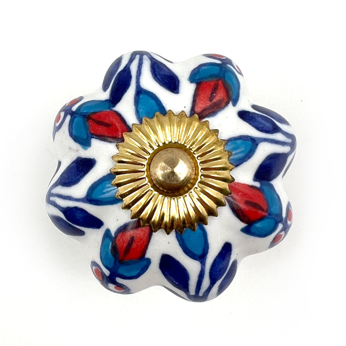 Ceramic floral scallop cabinet knobs 6 pack knobs for cabinets and drawers, closet door knobs, drawer pulls and knobs with mounting screws
