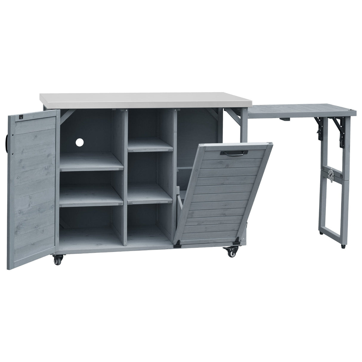 K&K 78.3' Outdoor Kitchen Island with Foldable Grill Table