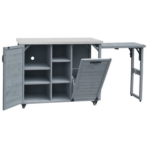 K&K 78.3' Outdoor Kitchen Island with Foldable Grill Table