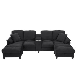 Modern U-Shaped Sectional Sofa With Storage Ottomans