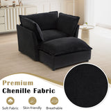 Modern Armchair Sofa 47" Cozy Upholstered Sofa Chair with Movable Ottoman
