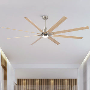 Oversized Large Ceiling Fan With Dimmable LED Light, 8 Blades, Remote Control