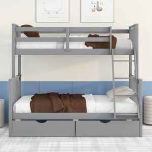 Bunk Bed With Ladders And 2 Storage Drawers