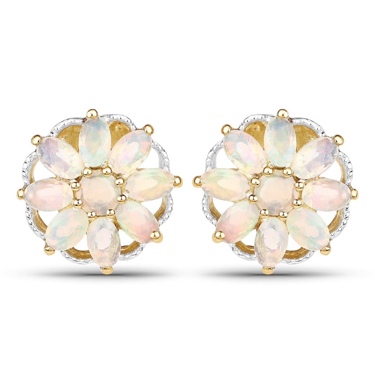 14K Yellow Gold Plated 2.70 Carat Genuine Ethiopian Opal .925 Sterling Silver Earrings