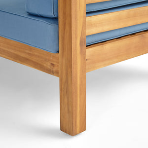 Outdoor Acacia Wood Patio Chair With Fabric Cushion