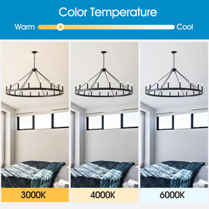 53.15 Inch Matte Black Wagon Wheel Chandelier with 18 Lights