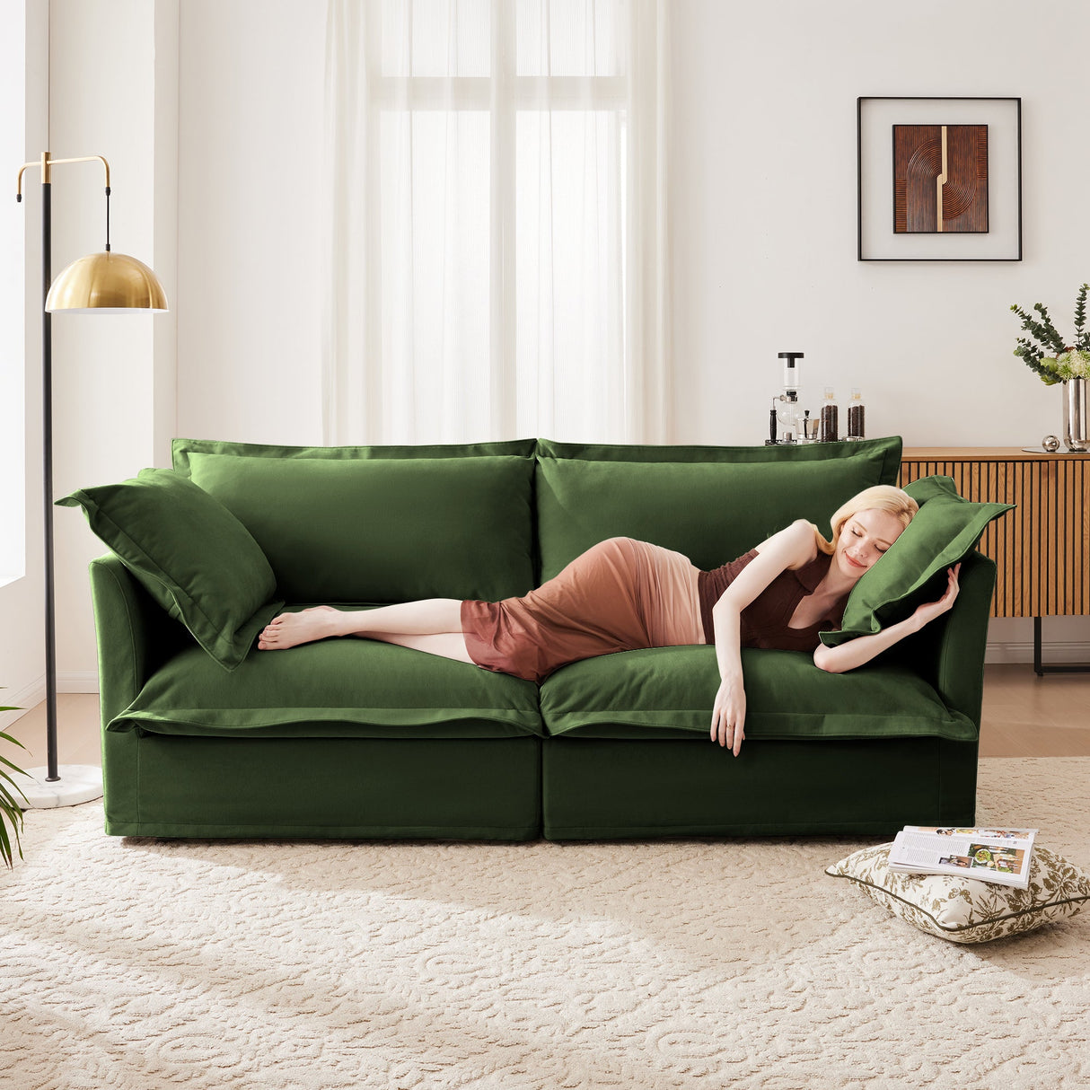 Modern Slipcovered 2-Seat Sofa
