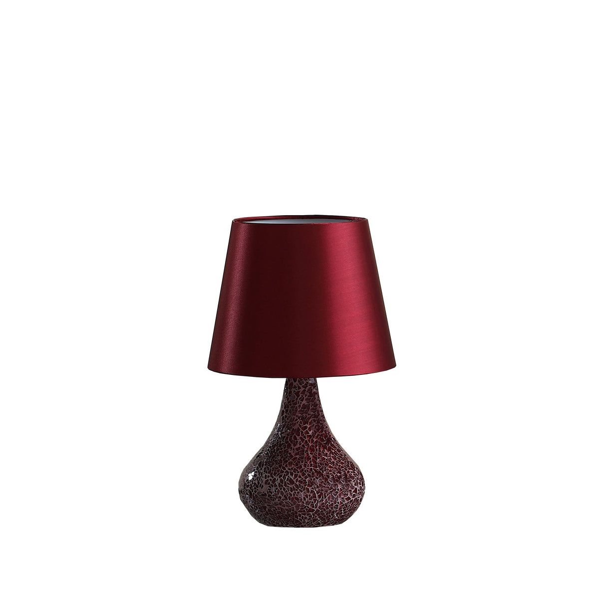 11" Red Table Lamp With Burgundy Globe Shade
