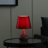 11" Red Table Lamp With Burgundy Globe Shade