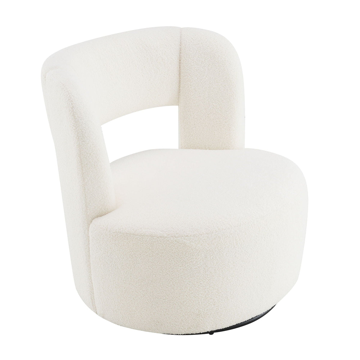 Swivel Comfy Round Barrel Chair With Soft Teddy Fabric For Living Room