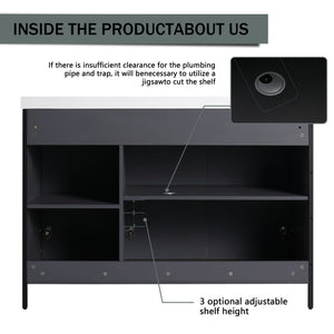 Modern Freestanding Bathroom Vanity With Resin Sink & Soft Close Cabinet Doors