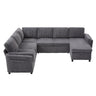 Convertible U-Shaped Sectional Sofa Bed With USB Ports And Storage