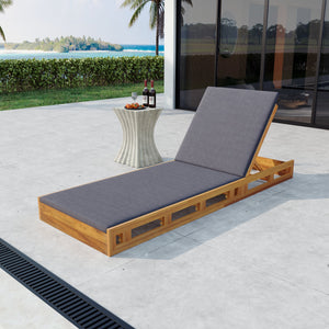 Acacia Wood Lounge Chaise Set with Water-Resistant Cushions