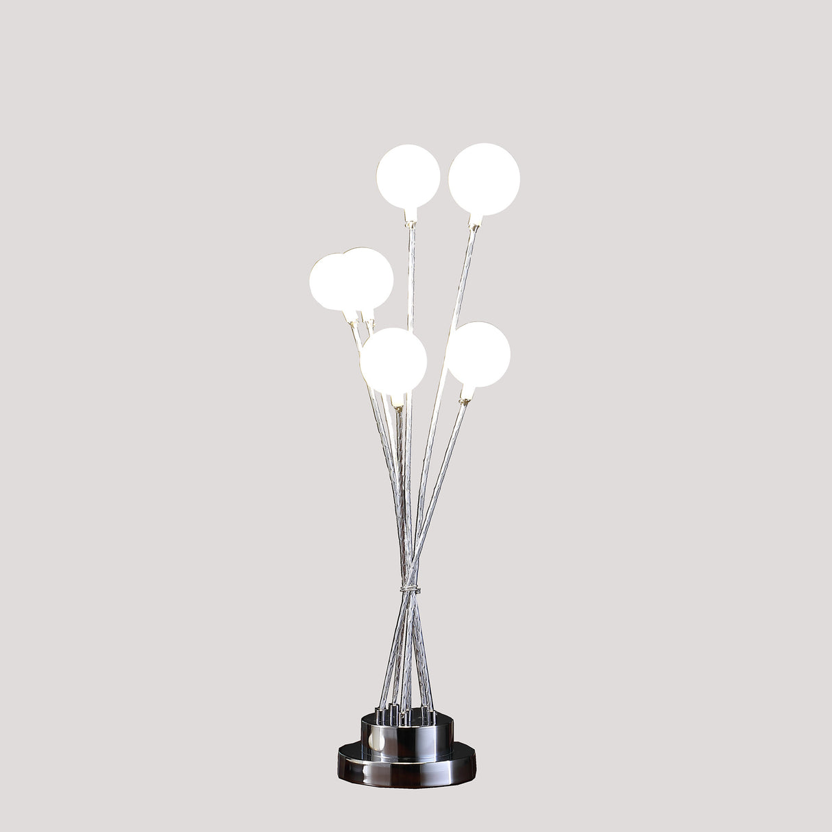 28" Silver Chrome Six Light Globe Desk or Table Lamp