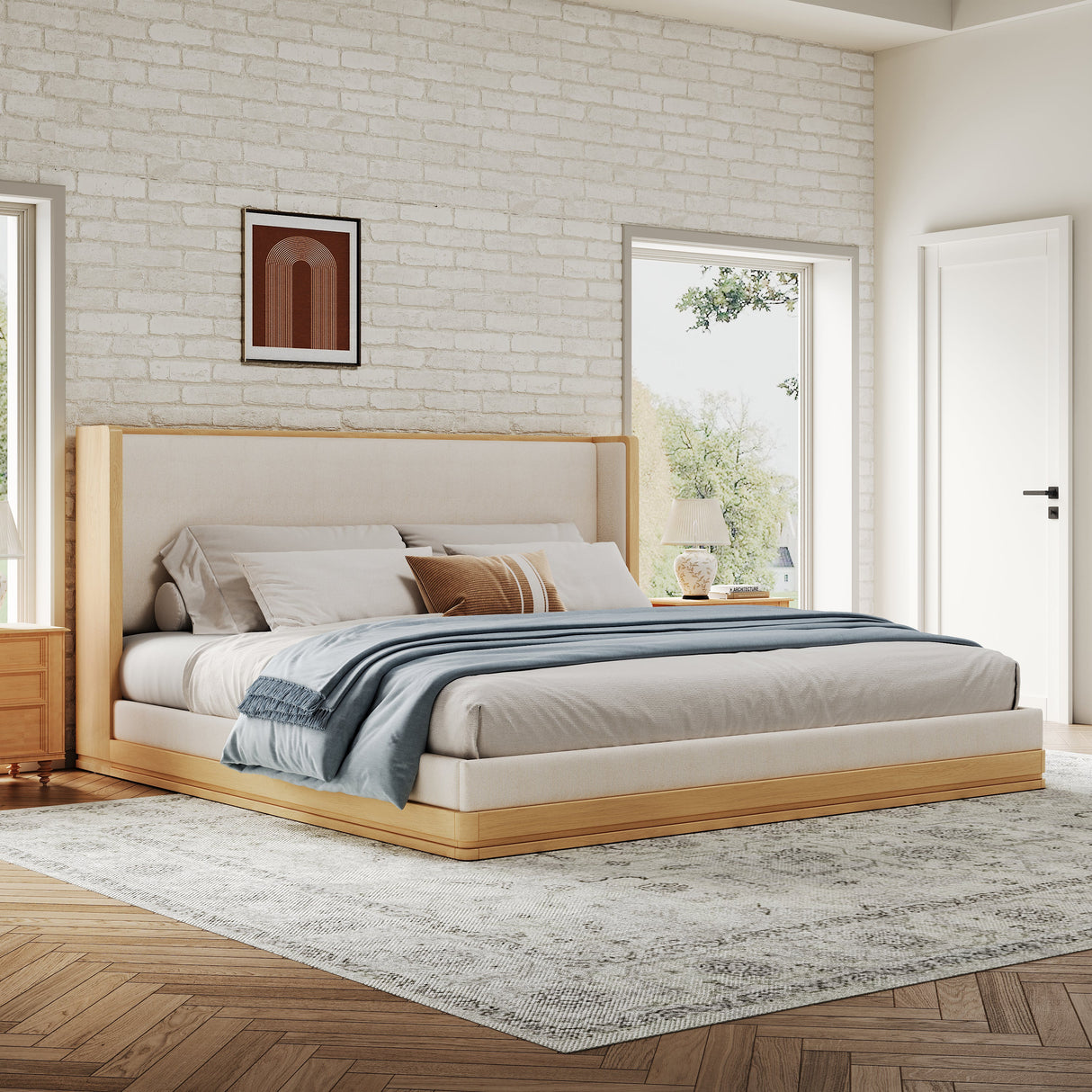 Mid-Century Modern Wood Bed Frame