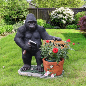 Outdoor Garden Sculpture Chimpanzee Flower Pot Planter