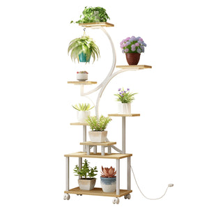 Indoor Plant Stand with Grow Lights - 62" Tall, 8 Tiered Shelf