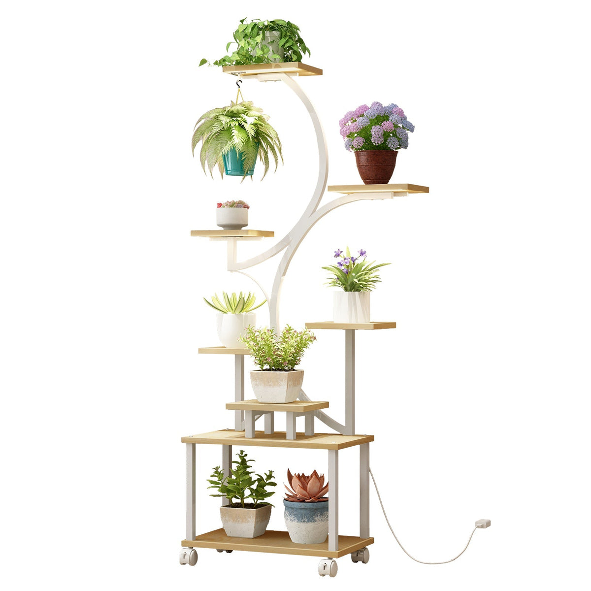 Indoor Plant Stand with Grow Lights - 62" Tall, 8 Tiered Shelf