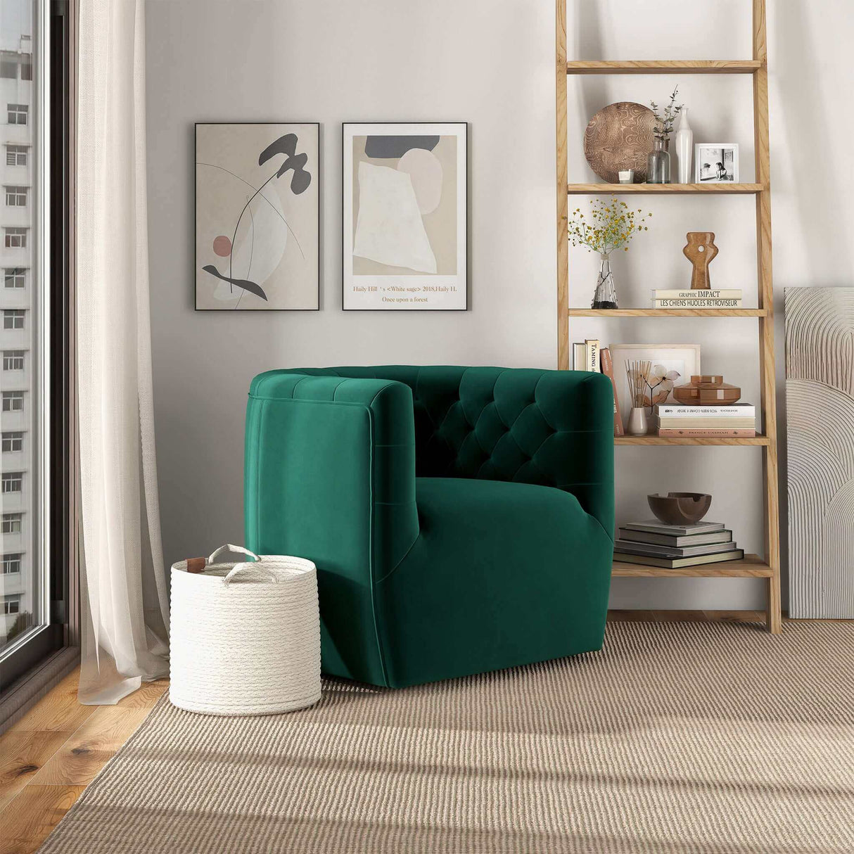 Delaney Velvet Swivel Club Chair