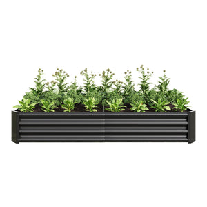 Metal Raised Garden Bed 6x3x1 Ft with Open Base - Silver