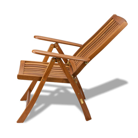 Brown Solid Wood Reclining Deck Chair