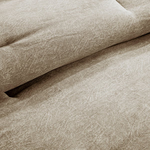 7 Piece Faux Suede Comforter Set Tan King