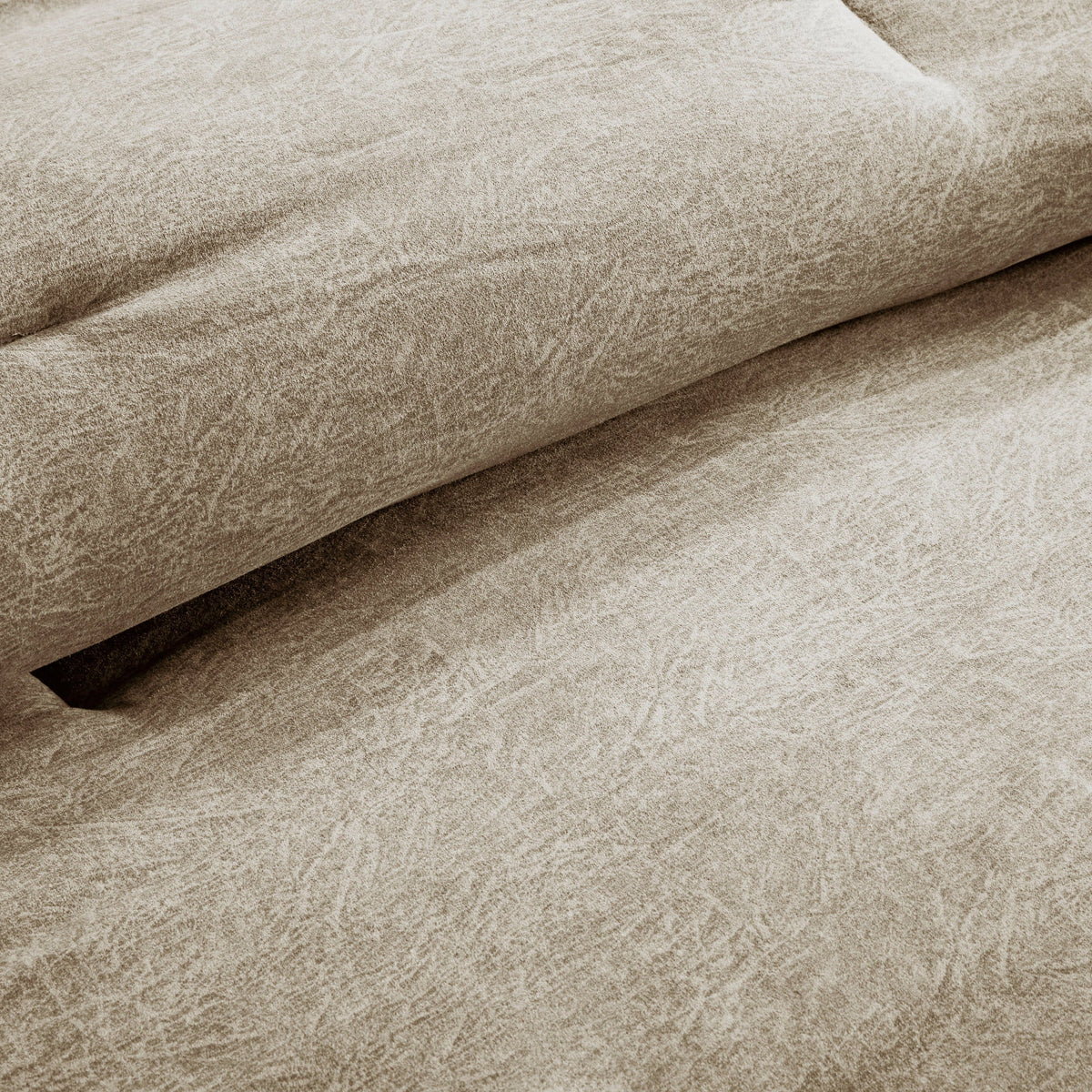 Tan Faux Suede King Comforter Set with Hypoallergenic Filling - 7 Piece