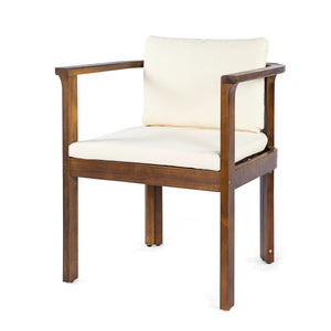 Outdoor Dining Chair Set of 2 with Curved Acacia Wood Arms