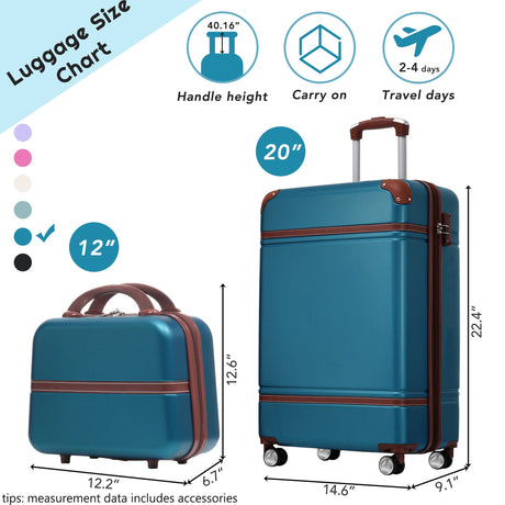 20 in hard side 2 piece lightweight suitcase set with spinner wheels