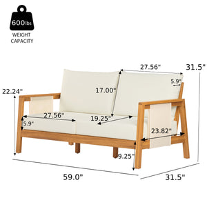 4-Pieces Sofa Set with Cushions Outdoor Loveseat & Coffee Table Set