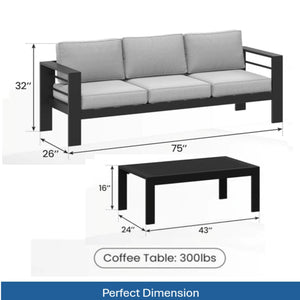 Outdoor Patio Set, All-Weather With Thick Cushions