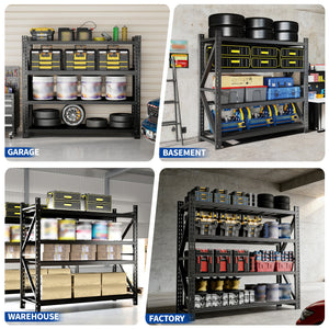 Heavy Duty Metal Adjustable Garage Shelves, 4000LBS Storage Rack (69"H x 59"W x 23.6"D) Industrial Shelving Unit for Warehouse