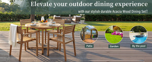U_STYLE 5-Piece Outdoor Dining Set with Acacia Wood Chairs