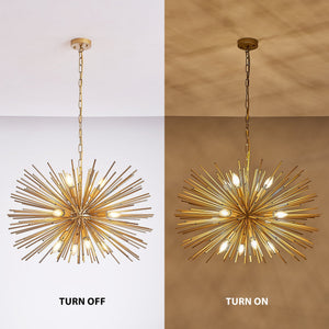 29" Mid-Century Modern 12-Light Starburst Chandelier