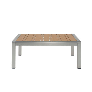 Cora Outdoor Aluminum Coffee Table - Natural / Silver