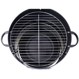 Heavy Duty Round Bbq Grill 17" Steel Charcoal Smoker For Outdoor Cooking - Black