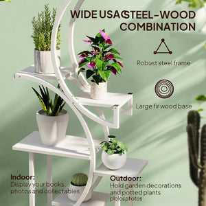 White S-Shaped Plant Stand, 8 Tier Plant Shelf