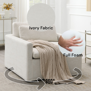 Frederick Ivory Fabric Swivel Chair w/Pillow