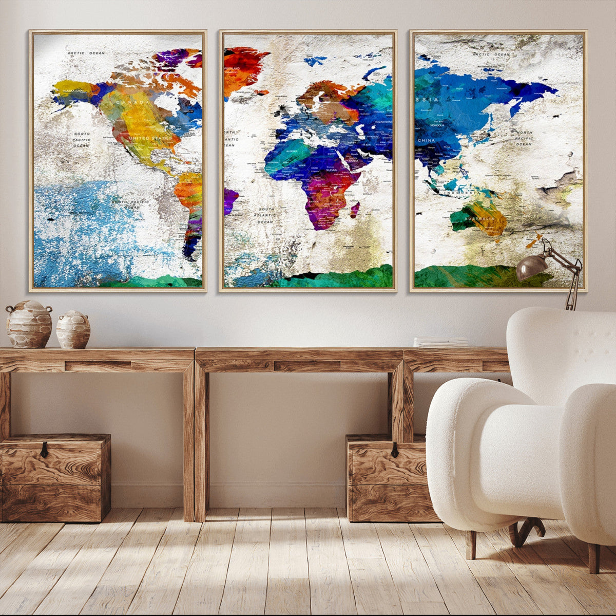 World Map Canvas Print – Framed Travel Map Wall Art for