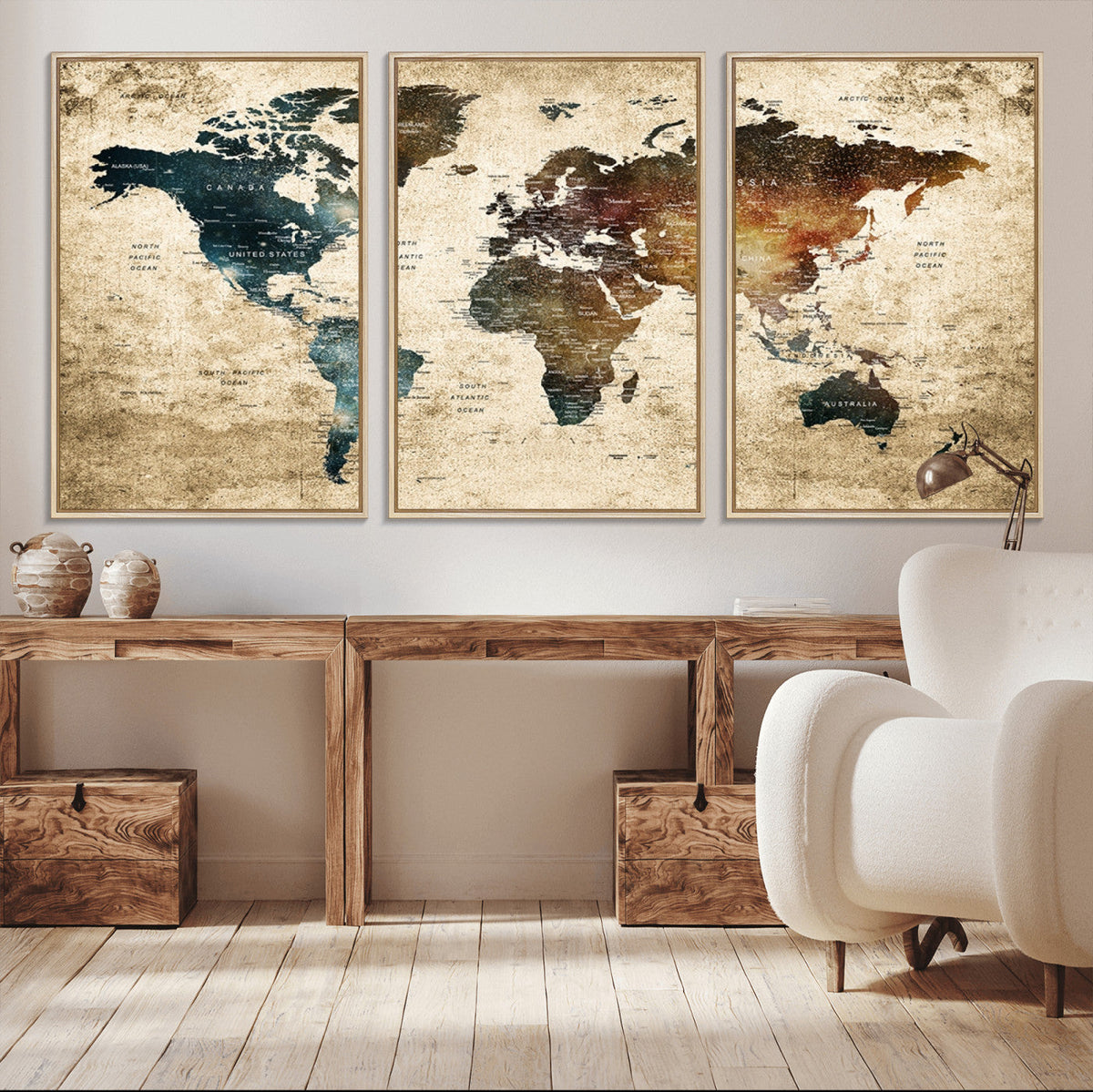 World Map Canvas Print – Detailed Map of the World Wall Art