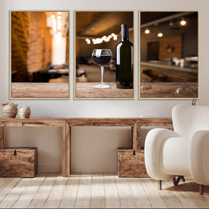 Wine and Bottle Wall Art Canvas Print