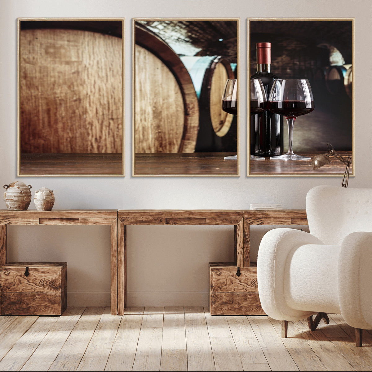 Wine and Barrel Wall Art Canvas Print