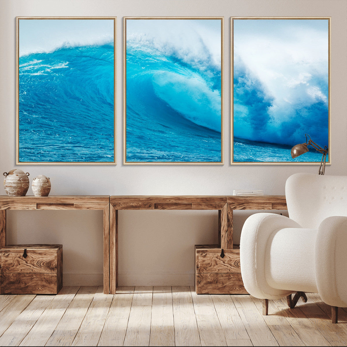 Big Ocean Surfing Wave Wall Art Canvas Print