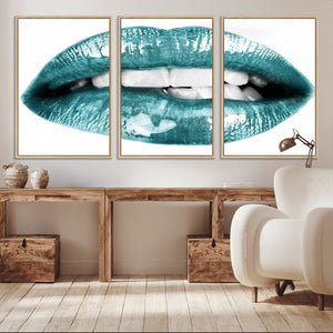 Blue Lips Wall Art Canvas Print